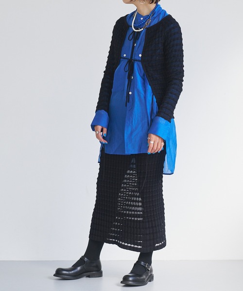 【セール】Sheer boarder cardigan(カーディガン/ボレロ)|oll(オール) 【セール】Sheer boarder cardigan(カーディガン/ボレロ)|oll(オール)