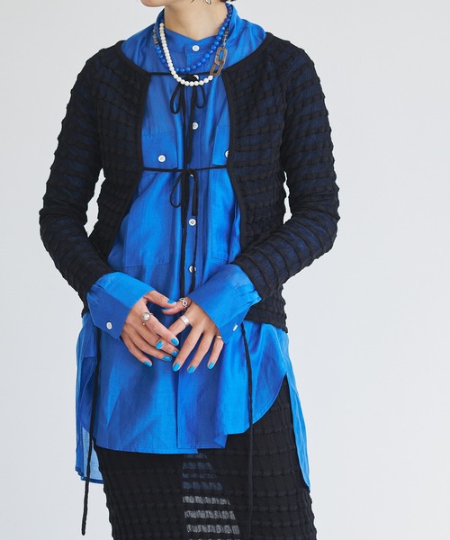 【セール】Sheer boarder cardigan(カーディガン/ボレロ)|oll(オール) 【セール】Sheer boarder cardigan(カーディガン/ボレロ)|oll(オール)