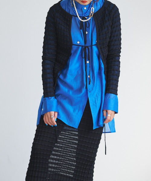 【セール】Sheer boarder cardigan(カーディガン/ボレロ)|oll(オール) 【セール】Sheer boarder cardigan(カーディガン/ボレロ)|oll(オール)