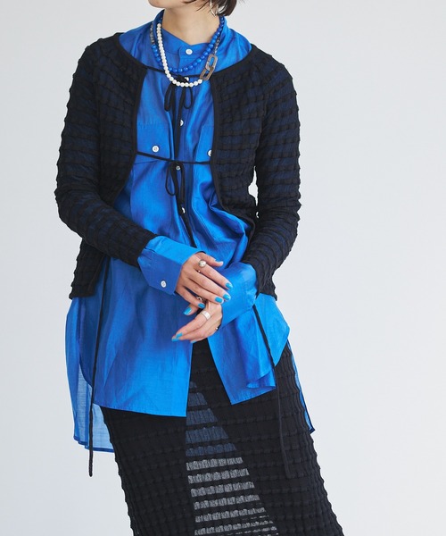 【セール】Sheer boarder cardigan(カーディガン/ボレロ)|oll(オール) 【セール】Sheer boarder cardigan(カーディガン/ボレロ)|oll(オール)