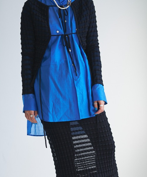 【セール】Sheer boarder cardigan(カーディガン/ボレロ)|oll(オール) 【セール】Sheer boarder cardigan(カーディガン/ボレロ)|oll(オール)