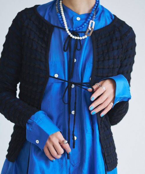 【セール】Sheer boarder cardigan(カーディガン/ボレロ)|oll(オール) 【セール】Sheer boarder cardigan(カーディガン/ボレロ)|oll(オール)