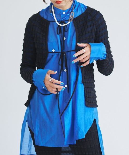 【セール】Sheer boarder cardigan(カーディガン/ボレロ)|oll(オール) 【セール】Sheer boarder cardigan(カーディガン/ボレロ)|oll(オール)