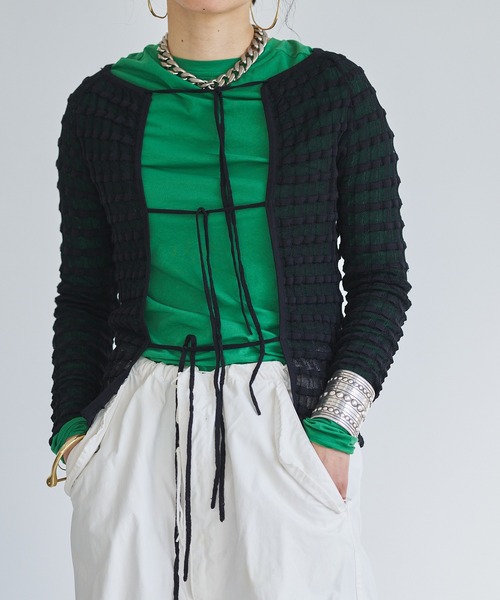 【セール】Sheer boarder cardigan(カーディガン/ボレロ)|oll(オール) 【セール】Sheer boarder cardigan(カーディガン/ボレロ)|oll(オール)