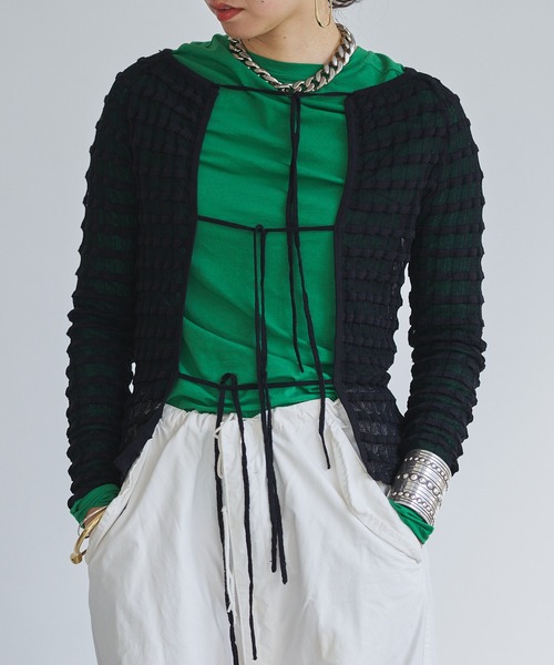 【セール】Sheer boarder cardigan(カーディガン/ボレロ)|oll(オール) 【セール】Sheer boarder cardigan(カーディガン/ボレロ)|oll(オール)