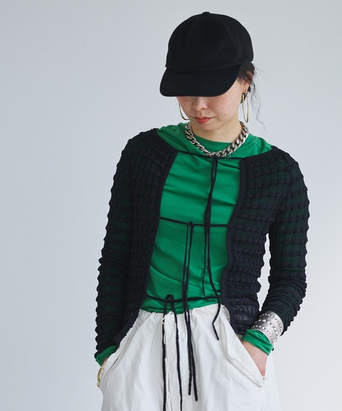 【セール】Sheer boarder cardigan(カーディガン/ボレロ)|oll(オール) 【セール】Sheer boarder cardigan(カーディガン/ボレロ)|oll(オール)