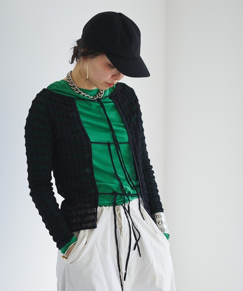 【セール】Sheer boarder cardigan(カーディガン/ボレロ)|oll(オール) 【セール】Sheer boarder cardigan(カーディガン/ボレロ)|oll(オール)