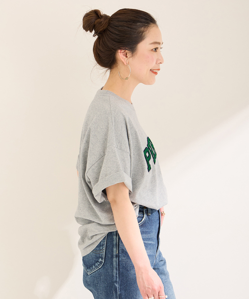 B.C STOCK(ベーセーストック)の「ラメ刺繍ロゴTEE(Tシャツ/カットソー・レディース・ホワイト/チャコールグレー/ネイビー・FREE)」の10枚目の写真