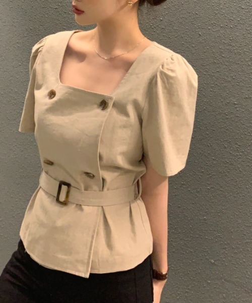 N.s(エヌドットエス)の「ダブルボタンスクエアネックブラウス(シャツ/ブラウス・レディース・ブラック/ベージュ/アイボリー・FREE)」の12枚目の写真