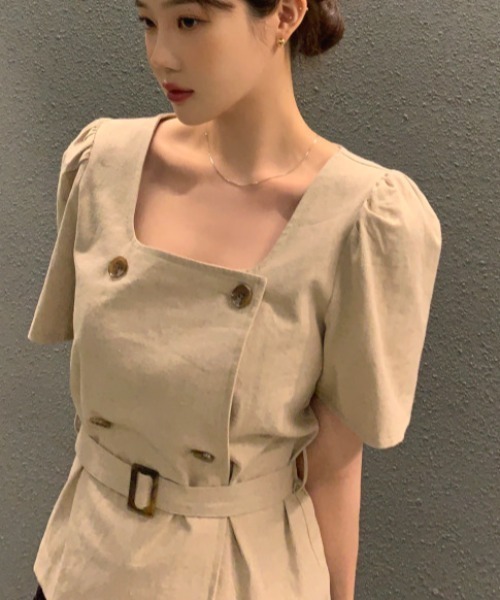 N.s(エヌドットエス)の「ダブルボタンスクエアネックブラウス(シャツ/ブラウス・レディース・ブラック/ベージュ/アイボリー・FREE)」の13枚目の写真
