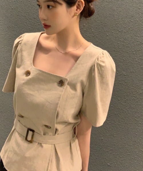 N.s(エヌドットエス)の「ダブルボタンスクエアネックブラウス(シャツ/ブラウス・レディース・ブラック/ベージュ/アイボリー・FREE)」の14枚目の写真