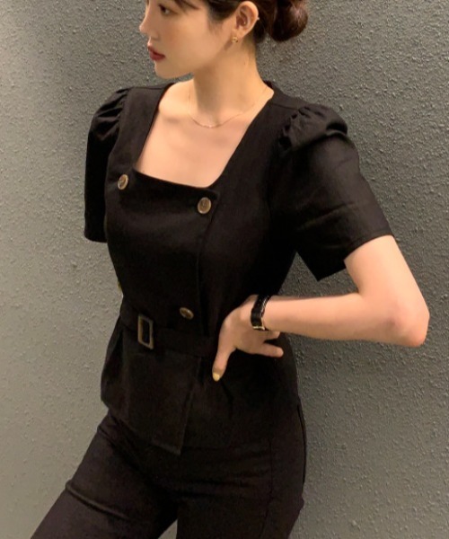 N.s(エヌドットエス)の「ダブルボタンスクエアネックブラウス(シャツ/ブラウス・レディース・ブラック/ベージュ/アイボリー・FREE)」の20枚目の写真