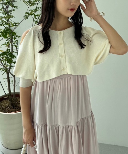 one after another NICE CLAUP（ワンアフターアナザーナイスクラップ）の「肩リボンティアードワンピース/WEB限定アイテム/リバイバル（ワンピース・レディース・ブラック/アイボリー/レッド/ピンク/グレー・MEDIUM/SMALL）」の15枚目の写真