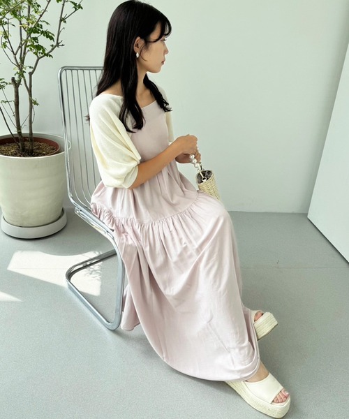 one after another NICE CLAUP（ワンアフターアナザーナイスクラップ）の「肩リボンティアードワンピース/WEB限定アイテム/リバイバル（ワンピース・レディース・ブラック/アイボリー/レッド/ピンク/グレー・MEDIUM/SMALL）」の14枚目の写真