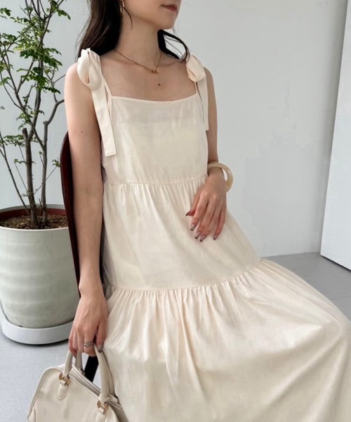 one after another NICE CLAUP（ワンアフターアナザーナイスクラップ）の「肩リボンティアードワンピース/WEB限定アイテム/リバイバル（ワンピース・レディース・ブラック/アイボリー/レッド/ピンク/グレー・MEDIUM/SMALL）」の22枚目の写真