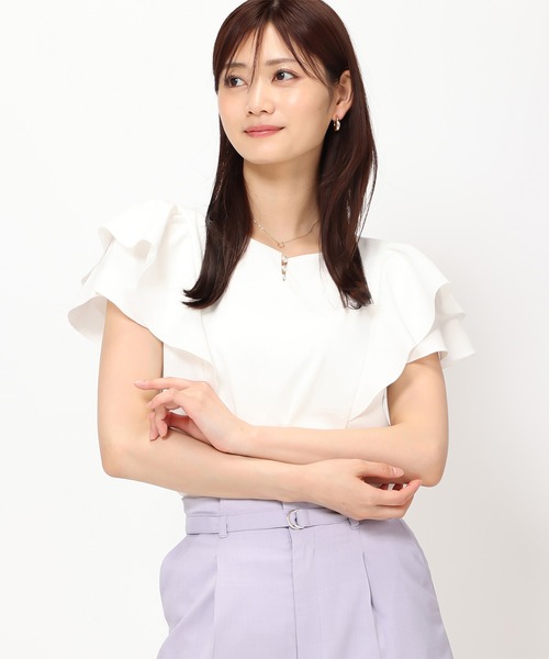 MISCH MASCH(ミッシュマッシュ)の「■2024春夏新作■フレア袖パールカットブラウス/MM428102(シャツ/ブラウス・レディース・グレー/モカ/ホワイト/ブラック・フリ-)」の15枚目の写真