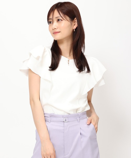 MISCH MASCH(ミッシュマッシュ)の「■2024春夏新作■フレア袖パールカットブラウス/MM428102(シャツ/ブラウス・レディース・グレー/モカ/ホワイト/ブラック・フリ-)」の14枚目の写真