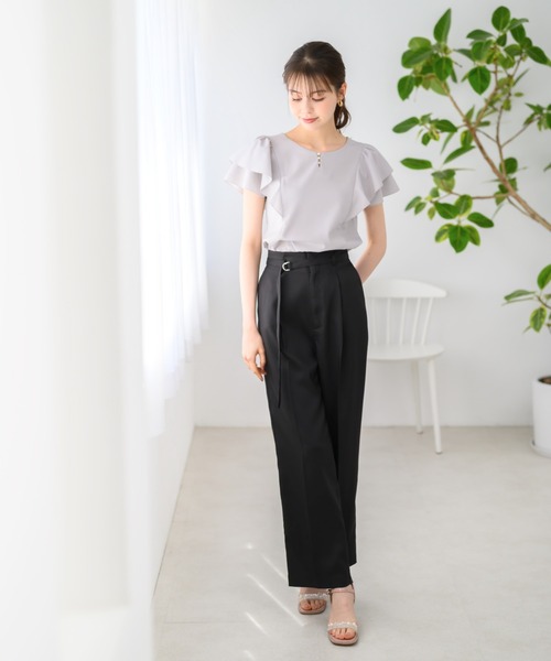 MISCH MASCH(ミッシュマッシュ)の「■2024春夏新作■フレア袖パールカットブラウス/MM428102(シャツ/ブラウス・レディース・グレー/モカ/ホワイト/ブラック・フリ-)」の7枚目の写真