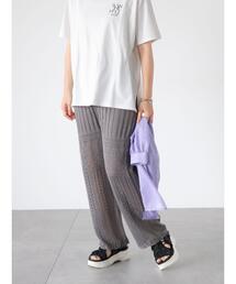 編地切替ニットパンツ