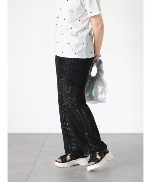 Lugnoncure(ルノンキュール)の「編地切替ニットパンツ(その他パンツ・レディース・グレー/オフホワイト/ブラック・F)」の6枚目の写真