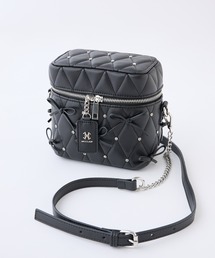 リボン＆ビジュースタッズ付きバニティバッグ