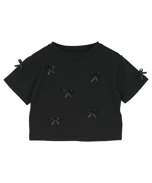 miette(ミエット)の「リボンクロップドTシャツ(Tシャツ/カットソー・レディース・オフホワイト/ブラック・FREE)」の13枚目の写真