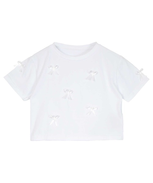 miette(ミエット)の「リボンクロップドTシャツ(Tシャツ/カットソー・レディース・オフホワイト/ブラック・FREE)」の12枚目の写真