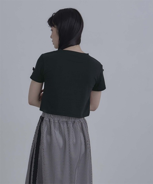 miette(ミエット)の「リボンクロップドTシャツ(Tシャツ/カットソー・レディース・オフホワイト/ブラック・FREE)」の11枚目の写真