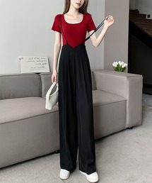 Primazel | タック入りストレートサロペットパンツ(サロペット/オーバーオール)