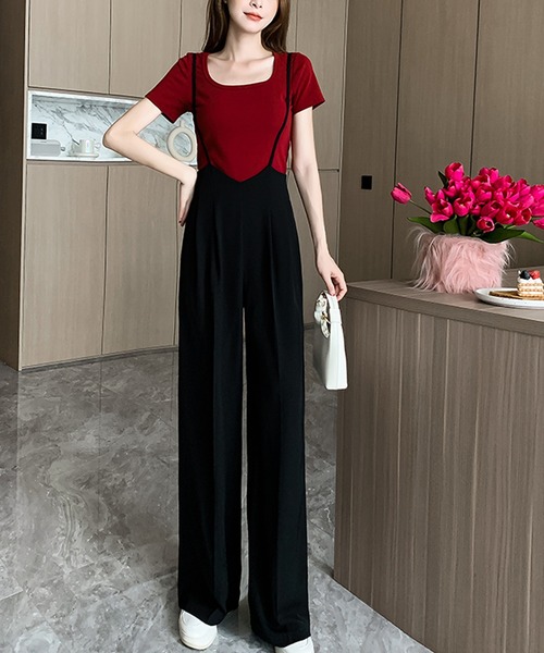 Primazel（プリマゼル）の「タック入りストレートサロペットパンツ（サロペット/オーバーオール・レディース・ブラック・M）」の4枚目の写真