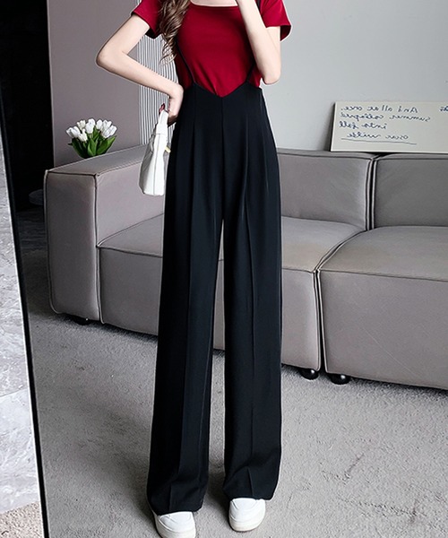 Primazel（プリマゼル）の「タック入りストレートサロペットパンツ（サロペット/オーバーオール・レディース・ブラック・M）」の8枚目の写真