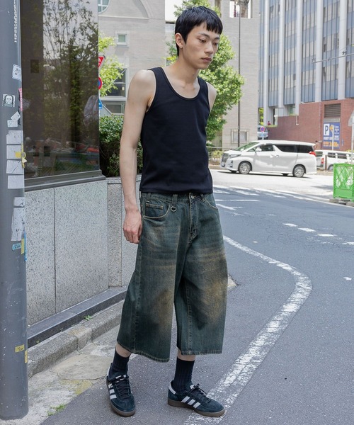 INFLATION(インフレーション)の「INFLATION/クロップワイドショートパンツ(デニムパンツ・メンズ・ブラック/ロイヤルブルー・MEDIUM/SMALL/LARGE)」の4枚目の写真