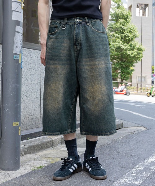 INFLATION(インフレーション)の「INFLATION/クロップワイドショートパンツ(デニムパンツ・メンズ・ブラック/ロイヤルブルー・MEDIUM/SMALL/LARGE)」の5枚目の写真