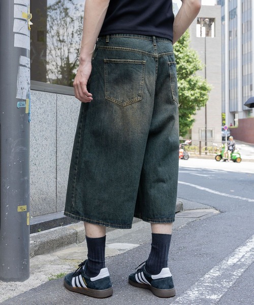 INFLATION(インフレーション)の「INFLATION/クロップワイドショートパンツ(デニムパンツ・メンズ・ブラック/ロイヤルブルー・MEDIUM/SMALL/LARGE)」の6枚目の写真