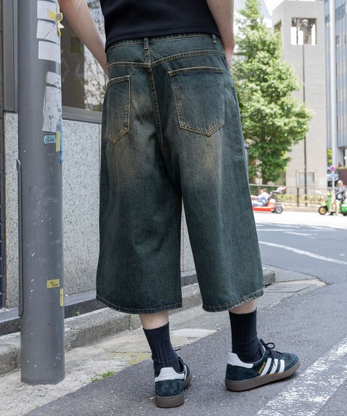 INFLATION(インフレーション)の「INFLATION/クロップワイドショートパンツ(デニムパンツ・メンズ・ブラック/ロイヤルブルー・MEDIUM/SMALL/LARGE)」の7枚目の写真