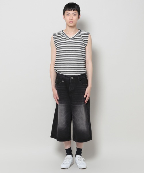 INFLATION(インフレーション)の「INFLATION/クロップワイドショートパンツ(デニムパンツ・メンズ・ブラック/ロイヤルブルー・MEDIUM/SMALL/LARGE)」の18枚目の写真