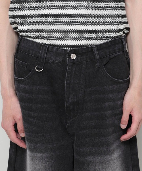 INFLATION(インフレーション)の「INFLATION/クロップワイドショートパンツ(デニムパンツ・メンズ・ブラック/ロイヤルブルー・MEDIUM/SMALL/LARGE)」の10枚目の写真