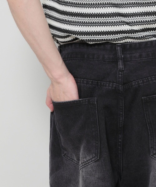 INFLATION(インフレーション)の「INFLATION/クロップワイドショートパンツ(デニムパンツ・メンズ・ブラック/ロイヤルブルー・MEDIUM/SMALL/LARGE)」の14枚目の写真