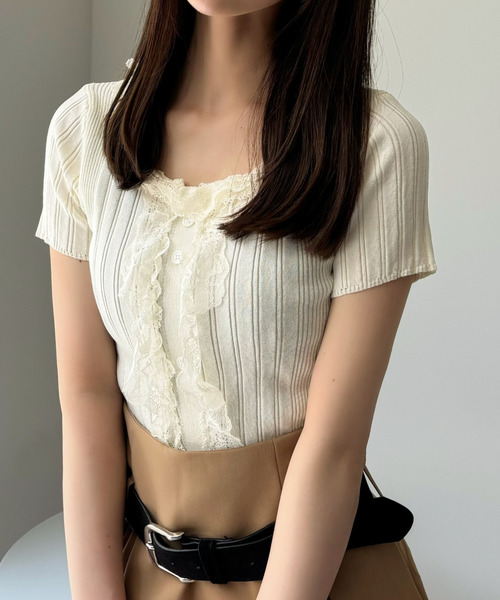 y2kレースフリルシャツ00sバレエコア✴︎フェアリーグランジ古着屋NANA