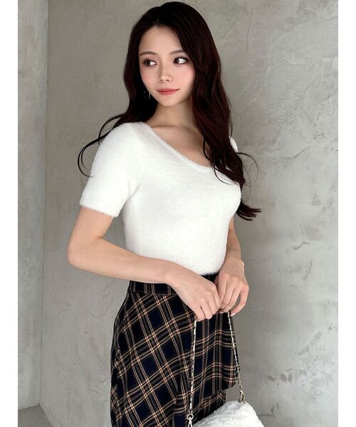 RESEXXY（リゼクシー）の「ミニシャギーニットトップス（ニット/セーター・レディース・パープル/ホワイト/ブラック・FREE）」の16枚目の写真