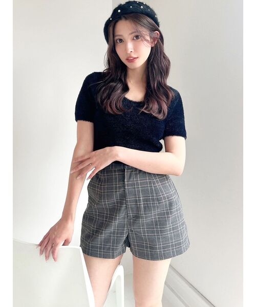 RESEXXY（リゼクシー）の「ミニシャギーニットトップス（ニット/セーター・レディース・パープル/ホワイト/ブラック・FREE）」の5枚目の写真