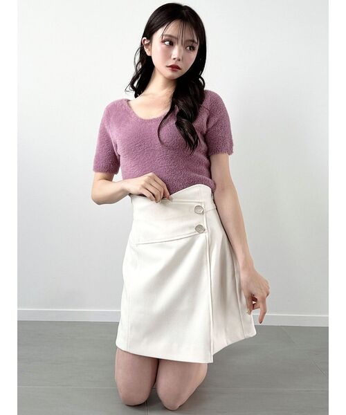 RESEXXY（リゼクシー）の「ミニシャギーニットトップス（ニット/セーター・レディース・パープル/ホワイト/ブラック・FREE）」の9枚目の写真