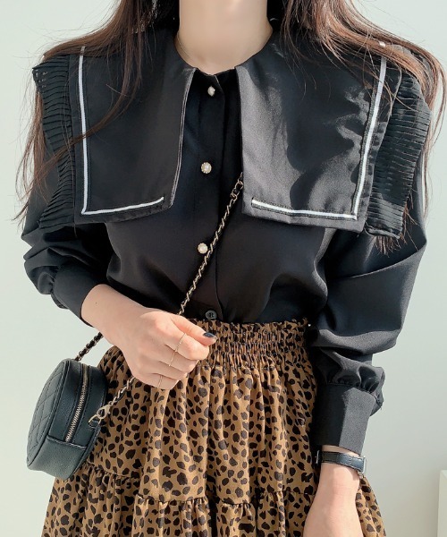 【セール】2024AW新作 配色ラインセーラーカラールーズシャツ（シャツ/ブラウス）｜Diosfront（ディオスフロント） 4,777円