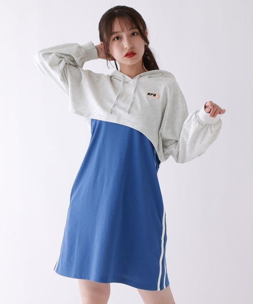 repipi armario（レピピ アルマリオ）の「☆セットアイテム☆フーディーラインワンピース（ワンピース・キッズ・スミクロ/グレー/ブルー・LARGE/MEDIUM）」の9枚目の写真