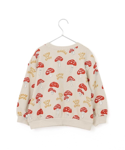 MAKE YOUR DAY（メイクユアデイ）の「ニョキニョキきのこ総柄裏毛トレーナー■80～140cm（スウェット・キッズ・ベージュ/アイボリー・100/90/140/130/80/120/110）」の8枚目の写真