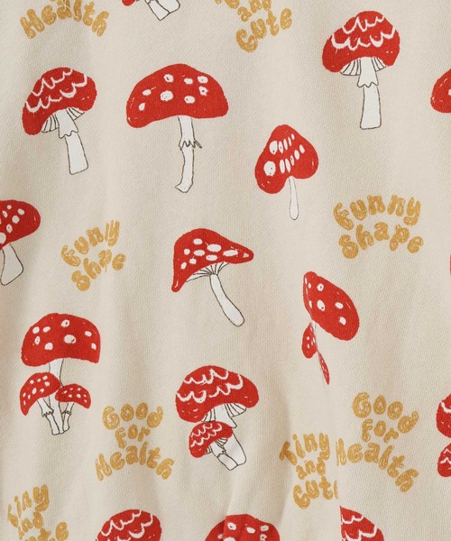 MAKE YOUR DAY（メイクユアデイ）の「ニョキニョキきのこ総柄裏毛トレーナー■80～140cm（スウェット・キッズ・ベージュ/アイボリー・100/90/140/130/80/120/110）」の13枚目の写真
