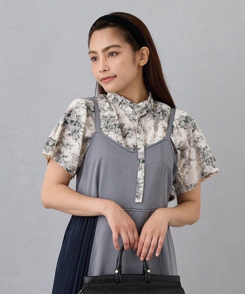 セール】衿ベルト 水彩柄ブラウス（シャツ/ブラウス）｜NICOLE CLUB