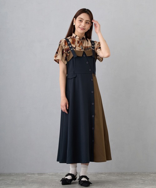 NICOLE CLUB（ニコル　クラブ）の「衿ベルト 水彩柄ブラウス（シャツ/ブラウス・レディース・ネイビー/グレー/ベージュ・MEDIUM）」の12枚目の写真