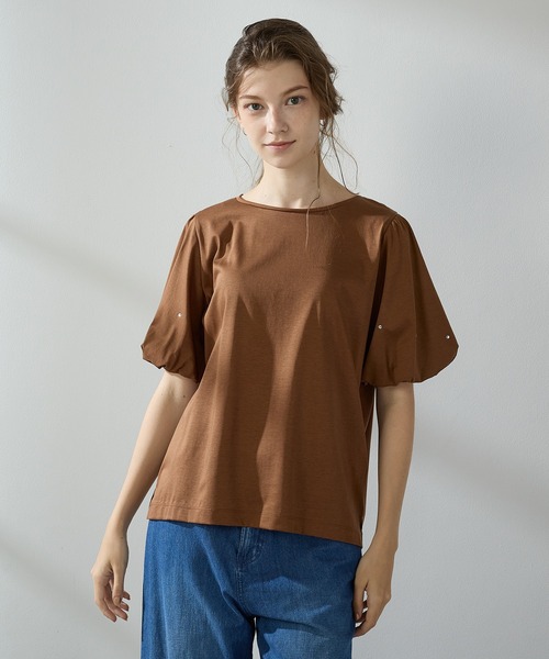 LE SOUK HOLIDAY(ルスークホリデー)の「【接触冷感】バルーンスリーブTシャツ(Tシャツ/カットソー・レディース・ブラック/ブラウン/グリーン・M/L)」の3枚目の写真