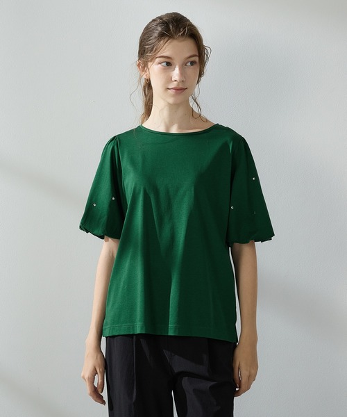 LE SOUK HOLIDAY(ルスークホリデー)の「【接触冷感】バルーンスリーブTシャツ(Tシャツ/カットソー・レディース・ブラック/ブラウン/グリーン・M/L)」の1枚目の写真